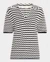 A.l.c Logan Short-sleeve Crochet Polo Top In Parchment