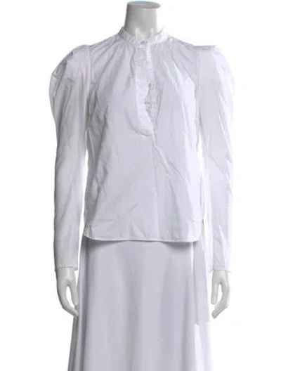 Pre-owned A.l.c Long Sleeve Blouse In White