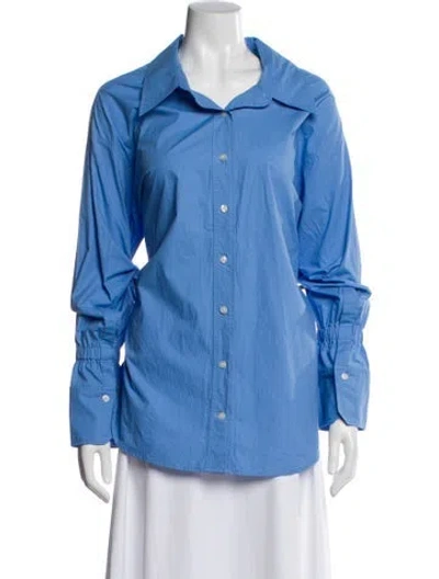 Pre-owned A.l.c Long Sleeve Button-up Top In Blue