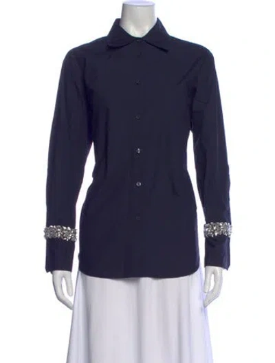 Pre-owned A.l.c Long Sleeve Button-up Top In Blue