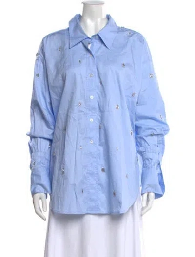 Pre-owned A.l.c Long Sleeve Button-up Top In Blue