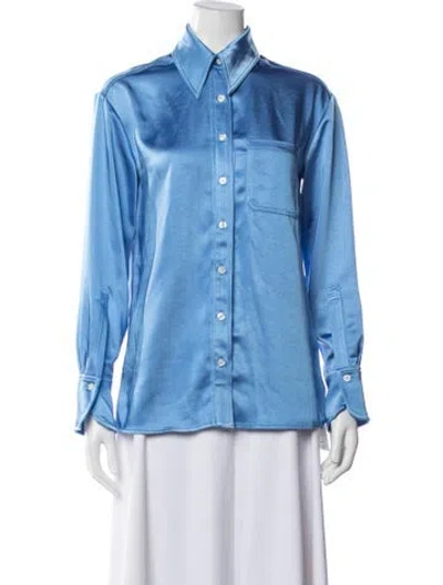 Pre-owned A.l.c Long Sleeve Button-up Top In Blue