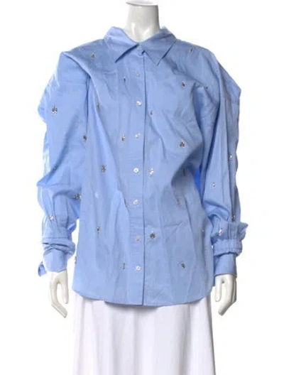 Pre-owned A.l.c Long Sleeve Button-up Top In Blue