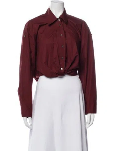 Pre-owned A.l.c Long Sleeve Button-up Top In Brown