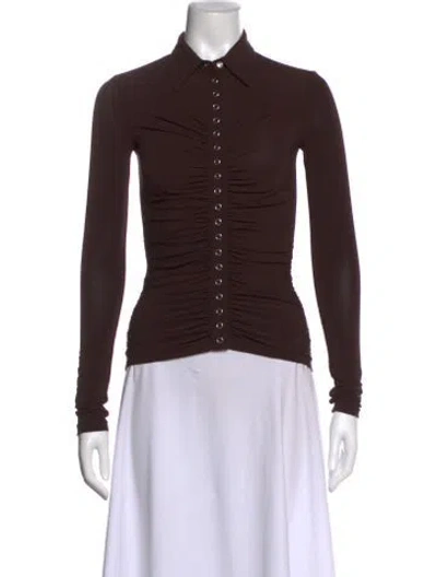 Pre-owned A.l.c Long Sleeve Button-up Top In Brown