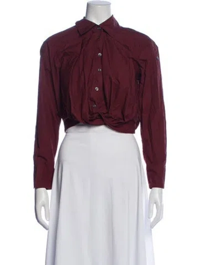 Pre-owned A.l.c Long Sleeve Button-up Top In Burgundy