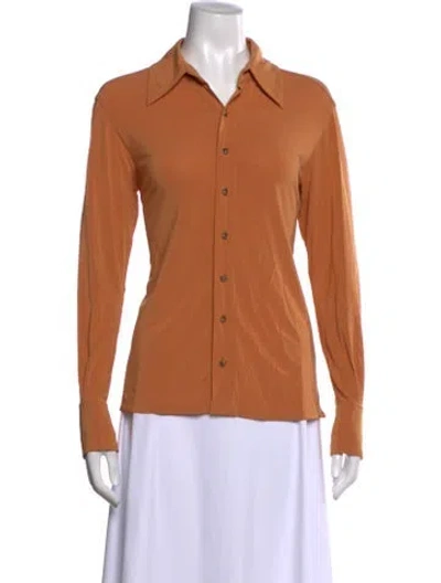 Pre-owned A.l.c Long Sleeve Button-up Top In Orange
