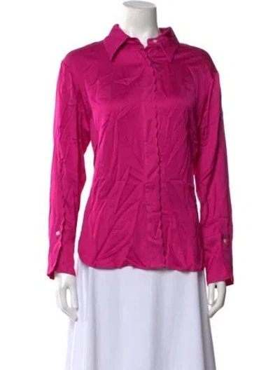 Pre-owned A.l.c Long Sleeve Button-up Top In Purple