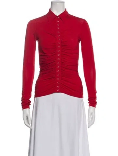 Pre-owned A.l.c Long Sleeve Button-up Top In Red