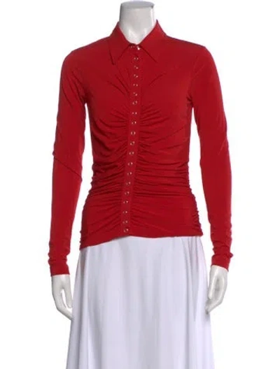 Pre-owned A.l.c Long Sleeve Button-up Top In Red