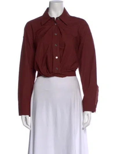 Pre-owned A.l.c Long Sleeve Button-up Top In Red