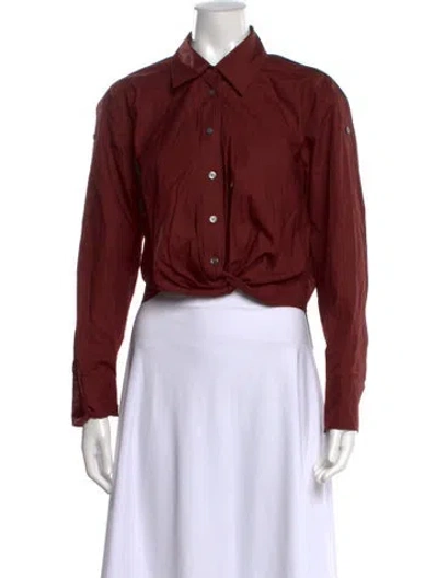 Pre-owned A.l.c Long Sleeve Button-up Top In Red