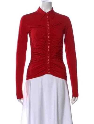 Pre-owned A.l.c Long Sleeve Button-up Top In Red