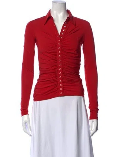 Pre-owned A.l.c Long Sleeve Button-up Top In Red