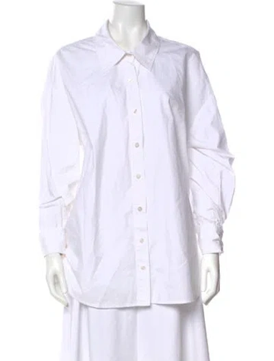 Pre-owned A.l.c Long Sleeve Button-up Top In White