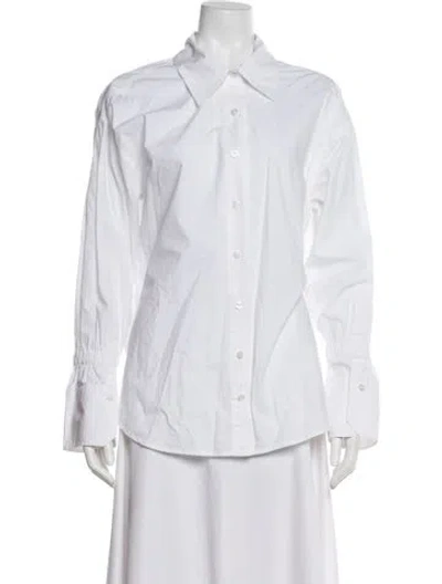 Pre-owned A.l.c Long Sleeve Button-up Top In White
