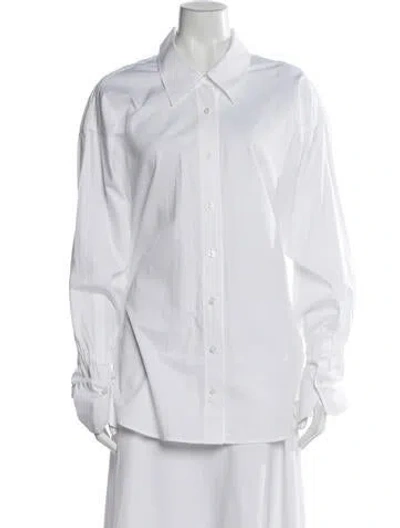 Pre-owned A.l.c Long Sleeve Button-up Top In White
