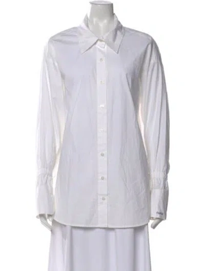 Pre-owned A.l.c Long Sleeve Button-up Top In White