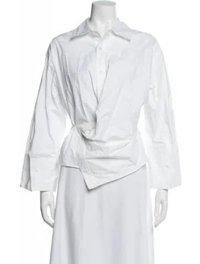 Pre-owned A.l.c Long Sleeve Button-up Top In White