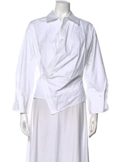 Pre-owned A.l.c Long Sleeve Button-up Top In White