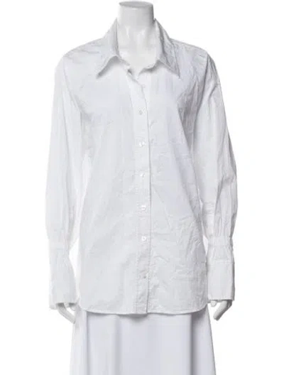 Pre-owned A.l.c Long Sleeve Button-up Top In White