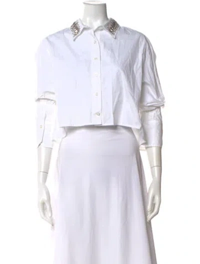Pre-owned A.l.c Long Sleeve Button-up Top In White