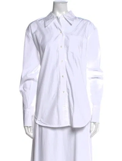 Pre-owned A.l.c Long Sleeve Button-up Top In White