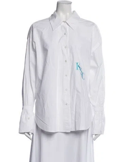 Pre-owned A.l.c Long Sleeve Button-up Top In White
