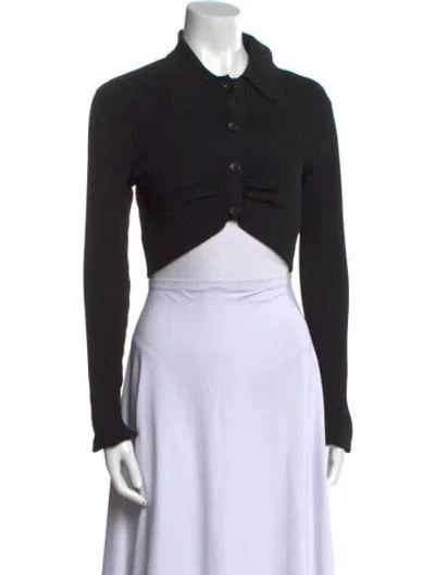 Pre-owned A.l.c Long Sleeve Crop Top In Black