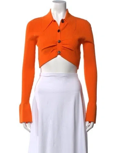 Pre-owned A.l.c Long Sleeve Crop Top In Orange