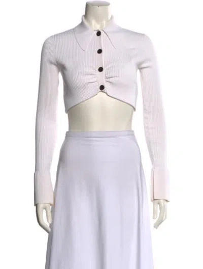 Pre-owned A.l.c Long Sleeve Crop Top In White
