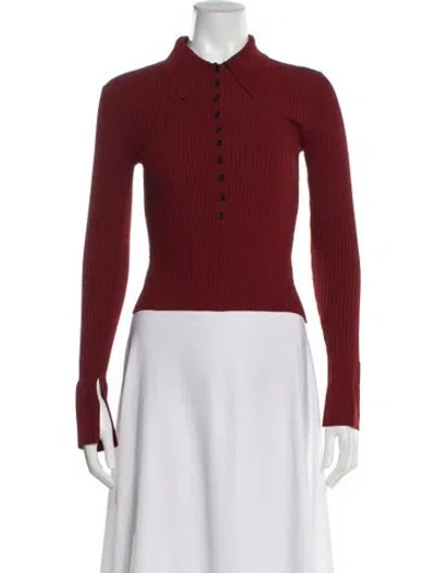 Pre-owned A.l.c Long Sleeve Polo In Burgundy