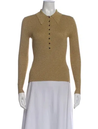 Pre-owned A.l.c Long Sleeve Polo In Gold