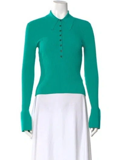 Pre-owned A.l.c Long Sleeve Polo In Green