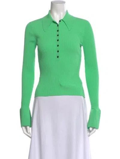 Pre-owned A.l.c Long Sleeve Polo In Green