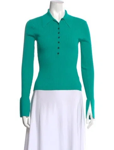 Pre-owned A.l.c Long Sleeve Polo In Green