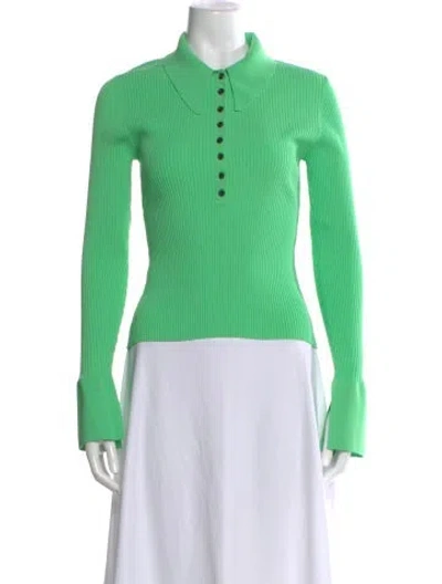 Pre-owned A.l.c Long Sleeve Polo In Green