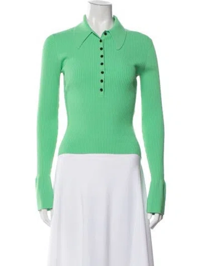 Pre-owned A.l.c Long Sleeve Polo In Green