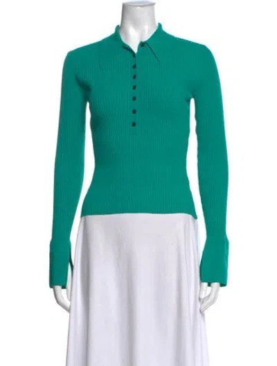 Pre-owned A.l.c Long Sleeve Polo In Green
