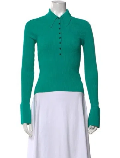 Pre-owned A.l.c Long Sleeve Polo In Green