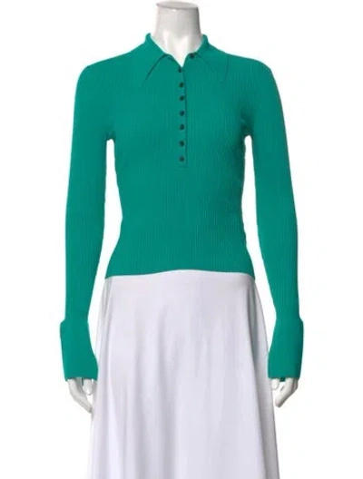 Pre-owned A.l.c Long Sleeve Polo In Green