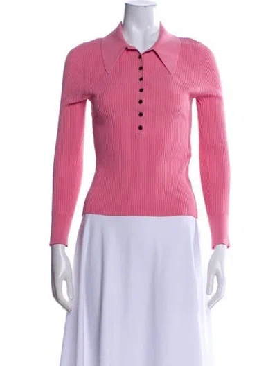 Pre-owned A.l.c Long Sleeve Polo In Pink