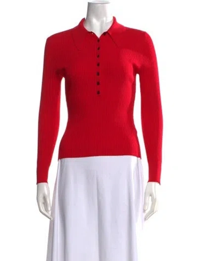 Pre-owned A.l.c Long Sleeve Polo In Red