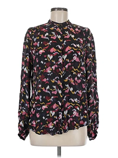 Pre-owned A.l.c Long Sleeve Silk Top Black Mock Neckline Tops