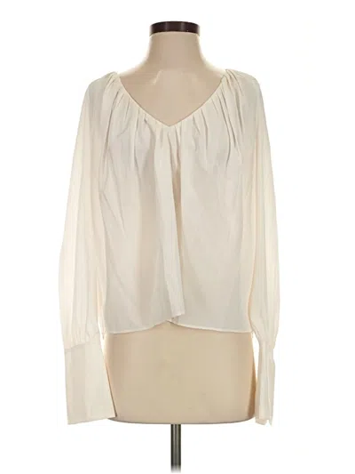 Pre-owned A.l.c Long Sleeve Silk Top Ivory Plunge Neckline Tops