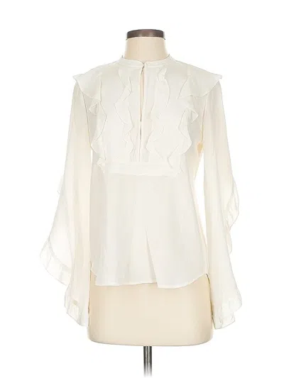 Pre-owned A.l.c Long Sleeve Silk Top Ivory Ruffles Neckline Tops In White