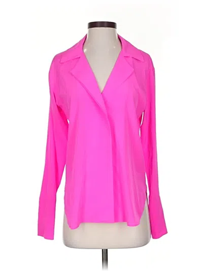 Pre-owned A.l.c Long Sleeve Silk Top Pink Open Neckline Tops