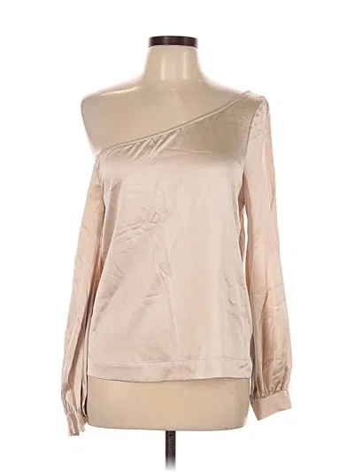 Pre-owned A.l.c Long Sleeve Silk Top Tan One Shoulder Neckline Tops In Brown