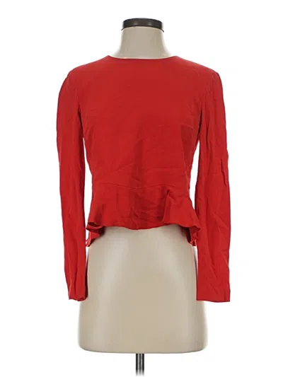 Pre-owned A.l.c Long Sleeve Top Red Solid Pattern Boatneck Tops