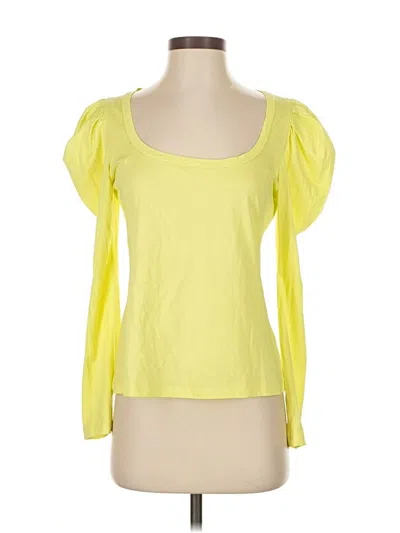 Pre-owned A.l.c Long Sleeve Top Yellow Sweetheart Neckline Tops